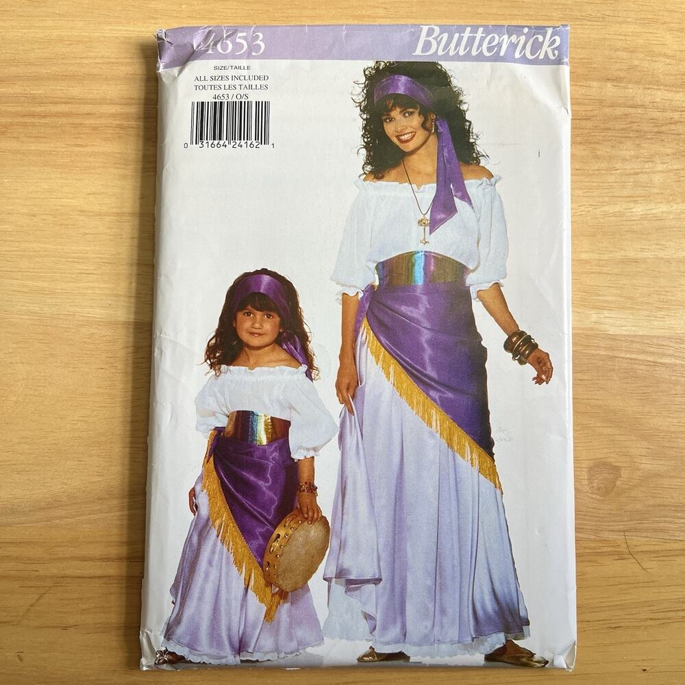 1996 Butterick Sewing Patterns 4653 Gypsy Fortune Teller Costumes Child Adult